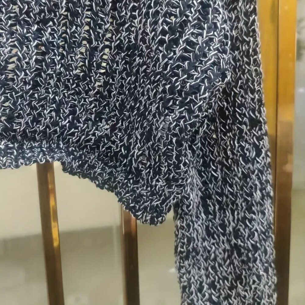Y2K Black Marled Knitted Long Sleeves Crop Top - Picture 3 of 5